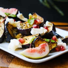 Bakt aubergine med chevre Bakt aubergine med chevre
